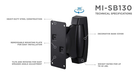 Universal Heavy Duty Speaker Wall Mount (Pair) - Mount-It!