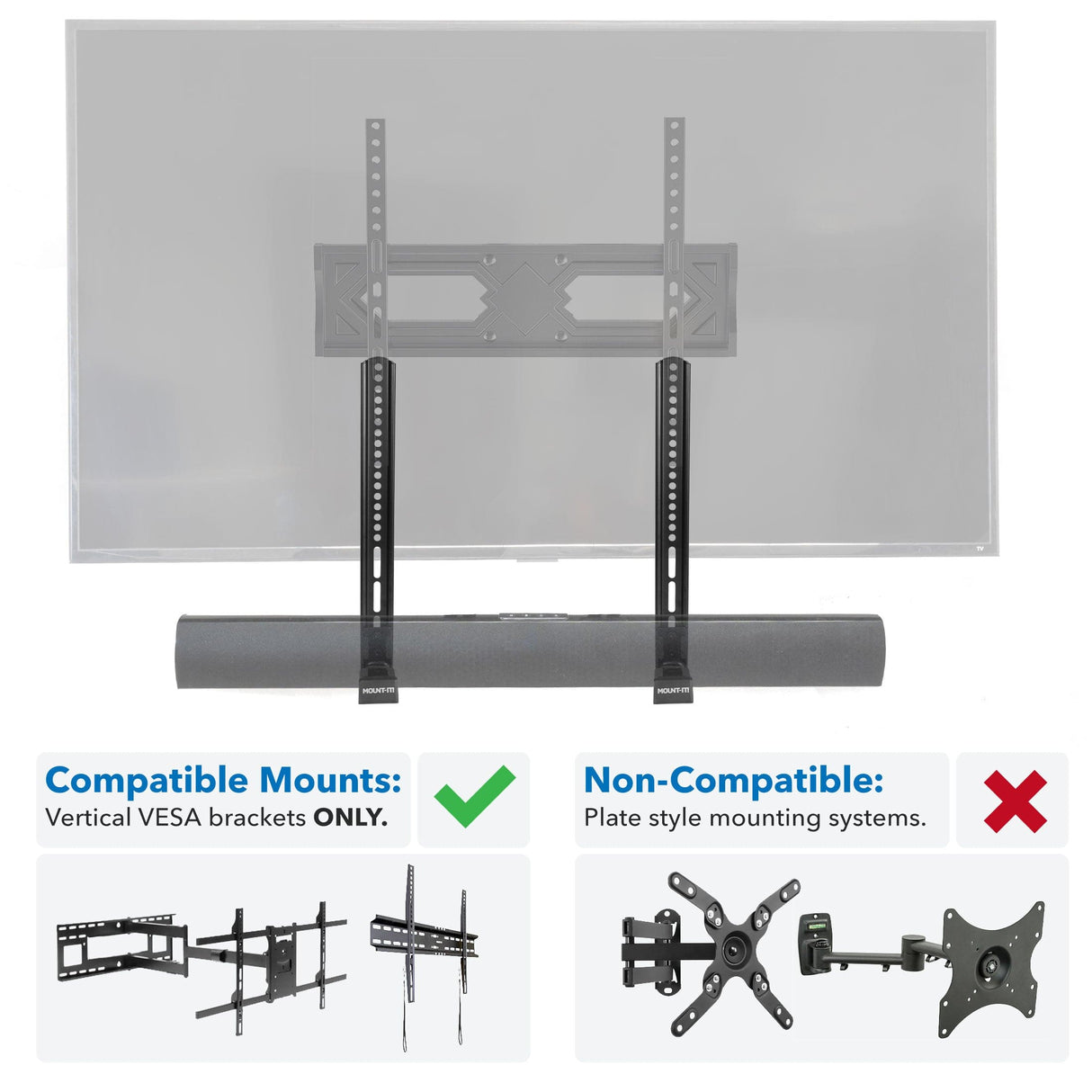 Speaker Mount - Universal Soundbar Mount Brackets for TV and Wall Installation - Mount-It! - MI-SB50