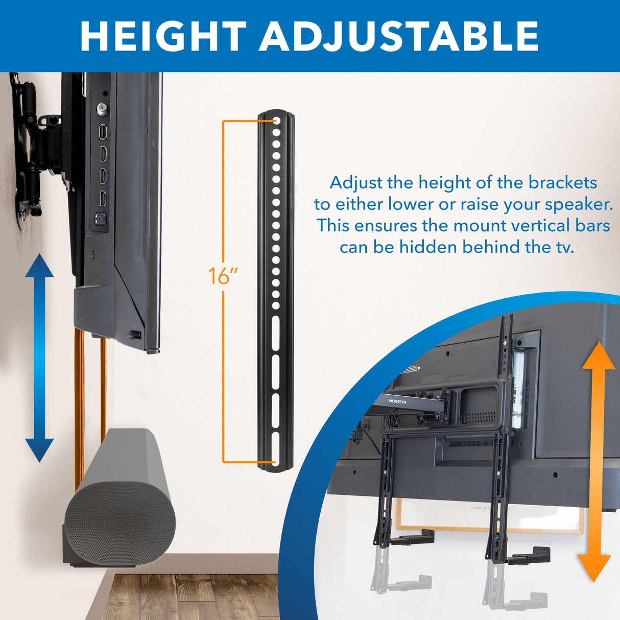 Speaker Mount - Universal Soundbar Mount Brackets for TV and Wall Installation - Mount-It! - MI-SB50