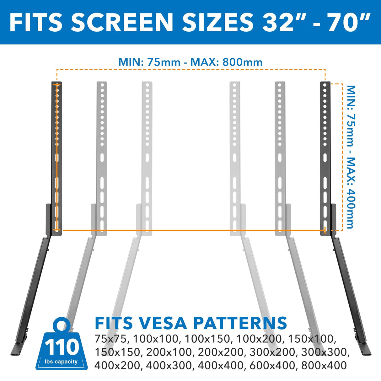 TV Stand - Universal Tilting Table Top TV Stand - Mount-It! - MI-859