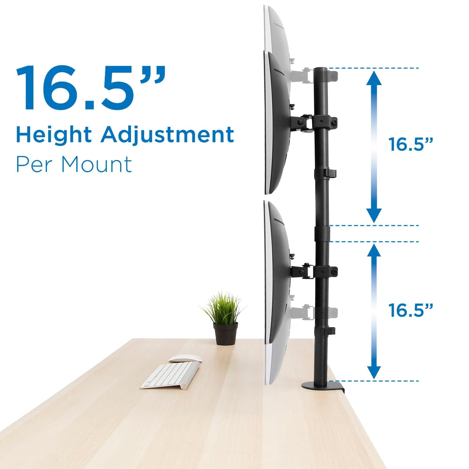 Mount-It! Soporte vertical para monitor dual | Soporte de monitor apilado  de 2 pantallas | Dos pantallas apilables de 24, 27, 29, 30, 32 pulgadas
