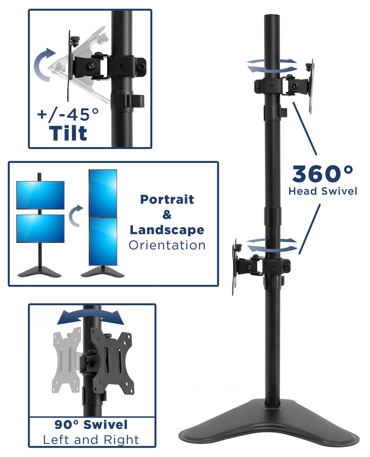 Monitor Stands - Vertical Dual Monitor Stand - Mount-It! - MI-1758